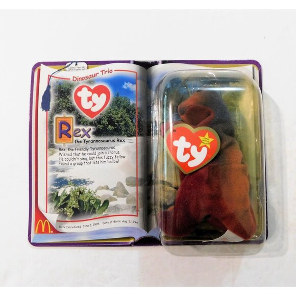 Ty McDonalds Teeny Beanie Babies 2000 Dinosaur Set Steg Rex - Picture 3 of 8
